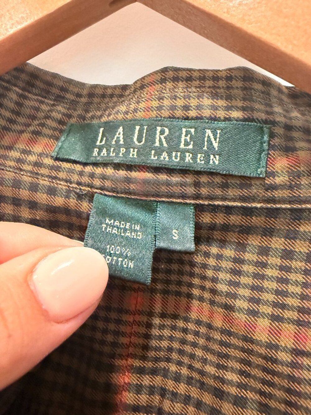 Lauren Ralph Lauren Plaid Classic Cotton Brown Button Down - Picture 4 of 9